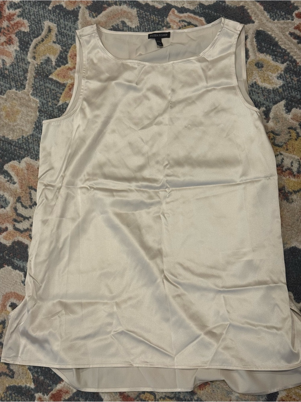 Eileen Fisher Ivory Satin Sleeveless Shell
